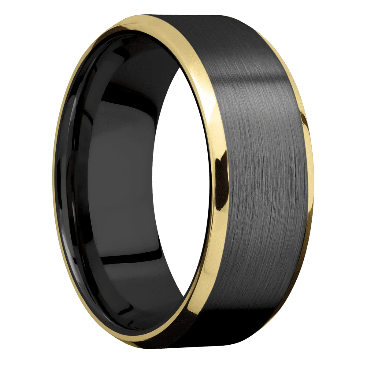 Zirconium with Satin , Polish Finish and 14K Yellow Gold Inlay